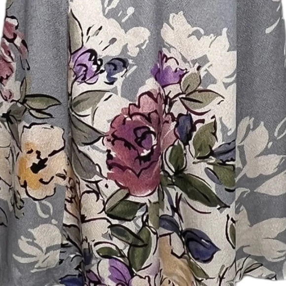 Tracy Reese blue gray floral silk crepe fit and flare dress watercolor floral - Picture 11 of 11